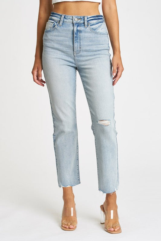 Ally High Rise Straight Crop Jean Peach Blossom Boutique